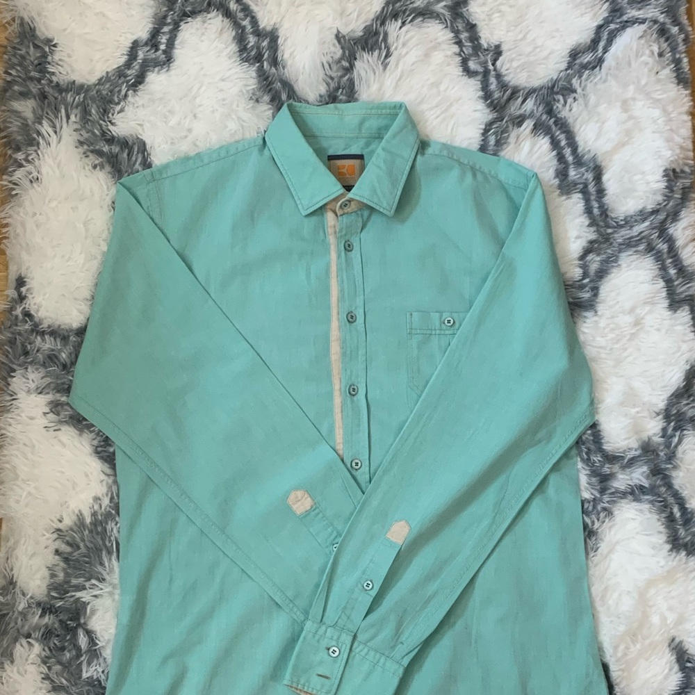 $4/40 Hugo Boss slim button up teal green Sz XL